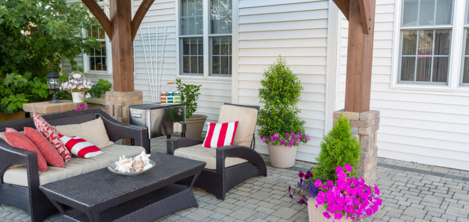 Outdoor,living,space,on,a,brick,patio,with,covered,gazebo