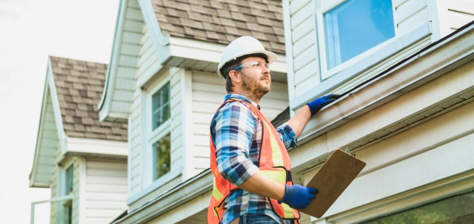 A,man,with,hard,hat,standing,on,steps,inspecting,house